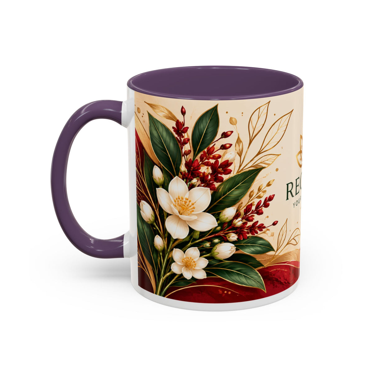 Reclaim Your Life Now Accent Coffee Mug — Floral Inspirational Tea Cup (11/15oz)