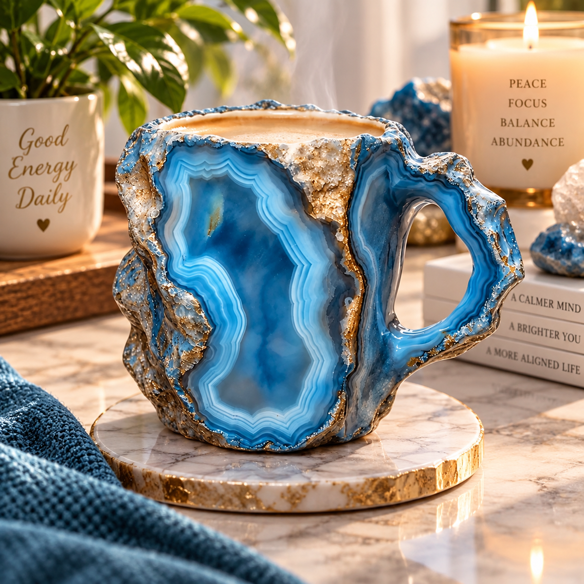 Blue Agate-Inspired Artisan Mug