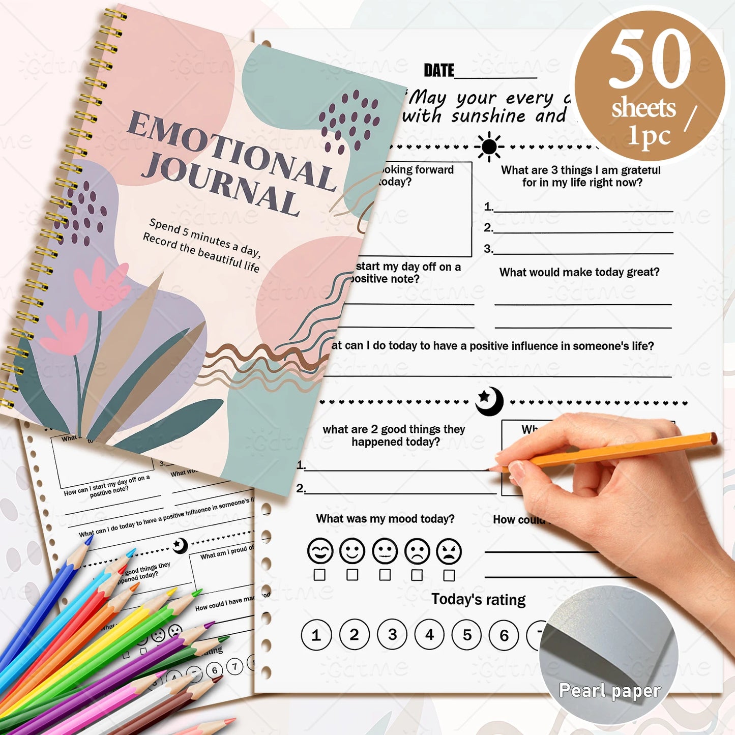 Emotional Journal – Adult Mental Health Planner, Wellness Workbook, Self-Care Tracker & Anxiety Management Worksheets