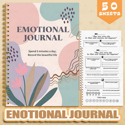 Emotional Journal – Adult Mental Health Planner, Wellness Workbook, Self-Care Tracker & Anxiety Management Worksheets